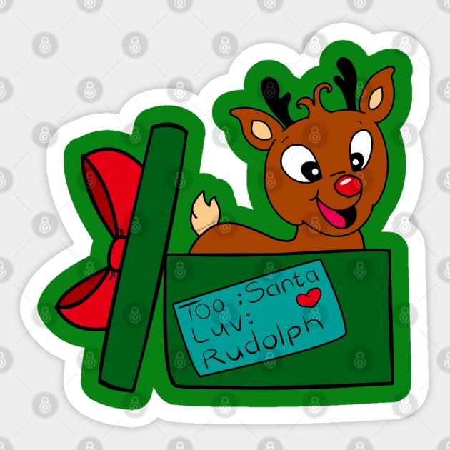 Too Santa, Luv Rudolph Sticker by DitzyDonutsDesigns